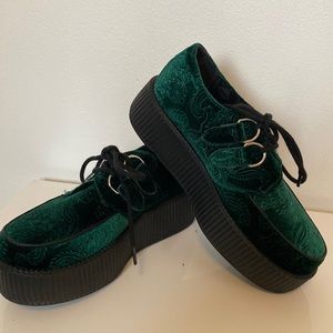 TUK Green Velvet Mondo Creepers